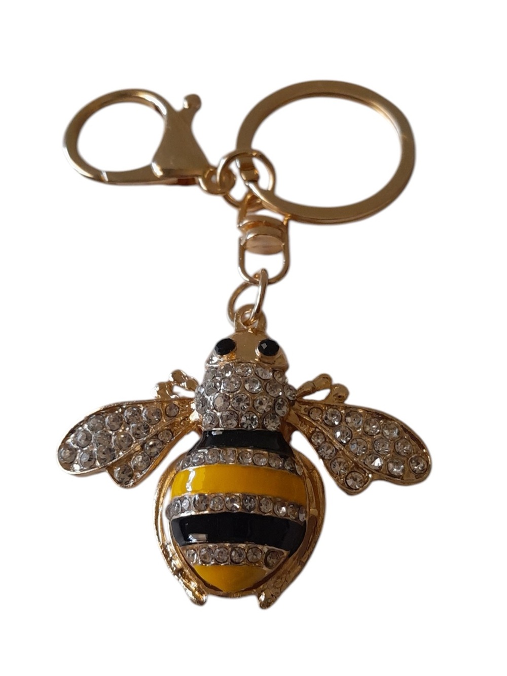Rhinestone Crystal Bumble Bee Bag Charm Purse Keychain - Picture 5 of 5
